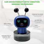 Smart Cute Robot Car Air Freshener, Fine Spray Car Aromatherapy Machine with Four-Gear Adjustment, Auto On/Off Mini Robot Fillable Essential Oil Diffuser for Vehicle Home Office (Ocean)