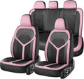 FLORICH Car Seat Covers Full Set, Universal Seat Cover 5 Seats, Automotive Seat Covers with Mesh Leather, Waterproof Car Seat Protector, Breathable Car Seat Cushion for Most Car SUV Truck, Pink