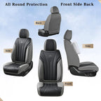 Coverado Front and Rear Seat Covers, Automotive Seat Cover Full Set, Waterproof Leather Seat Cover, Luxury Seat Cover for Cars, Universal Seat Cushion Car Seat Protector Fit for Most Cars(Gray&Black)