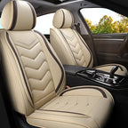 Car Seat Covers for Fiat 500 2012-2019, Premium Nappa Leather Car Seat Cover, Stylish Sport Seat Covers， Automobile Seat Cover Sets.(Standard 2 Seats/Beige)