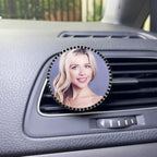 Custom Pictures Car Air Freshener Vent Clips, Personalized Black Rhinestone Photo Frame Air Fresheners Outlet Clips, Car Decoration In Memory of Someone (B-Rhinestone-Bordered Circular)