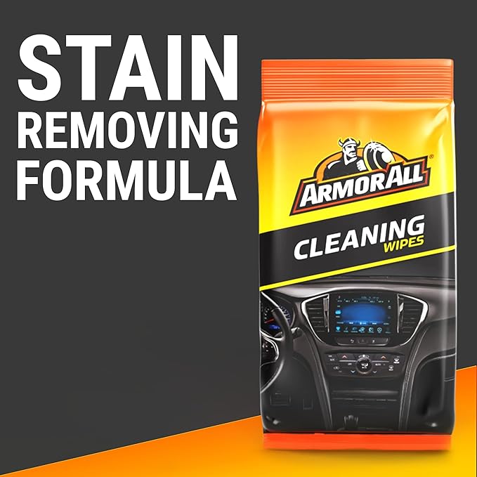 Armor All Car Cleaning Wipes, 60 Count Flat Pack, Powerful Car Wipes for Dashboards, Vinyl, Clear Plastics, Carpet and Fabric (Pack of 2)