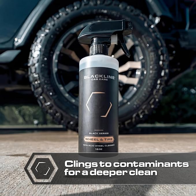 Blackline Wheel & Tire Cleaner Spray - Non-Acidic Brake Dust Remover Bug Remover & Wheel Cleaner for Cars, Trucks and More — Versatile, Fast Acting, and Safe for Most Finishes