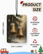 Vintage Christmas Berry Car Air Freshener 4 Pcs, Winter Bell Xmas Tree Snowman Santa Hanging Air Freshener for Cars Closet Drawer Books, Rustic Christmas Car Accessories Mirror Decor for Women