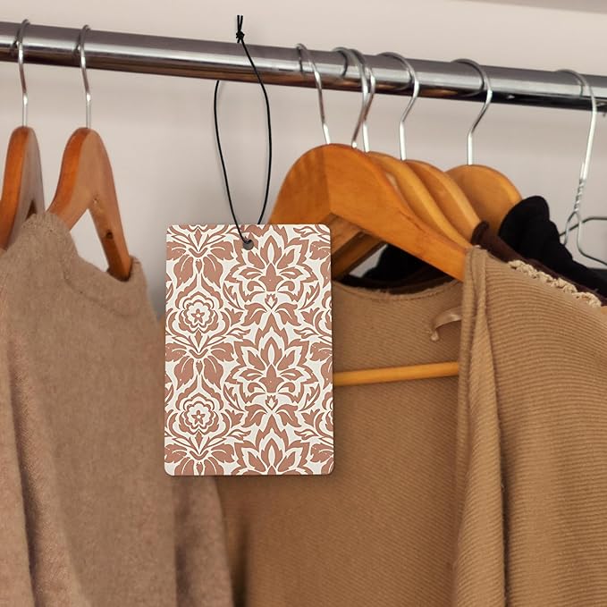 Boho Neutral Floral Car Air Freshener 4 Pcs, Terracotta Sunshine Damask Floral Hanging Air Freshener for Cars Closet Drawer Books, Boho Flower Car Accessories for Women