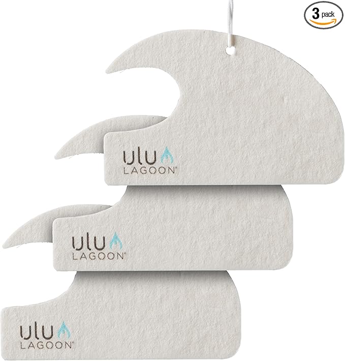 ulu Lagoon Hanging Car Air Freshener | Tropical Beach Coconut Surf Wax Scent Mini Wave | Long Lasting Car Freshener, Closet and Beyond | Made In USA | 3 Pack (White)