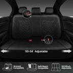 CAR PASS Faux Leather Back Seat Cover, Universal Quilting Waterproof Bench Rear Seat Cover Universal car seat Cover Fit 95% Automotive Interior Covers for Sedans SUVs Vans Small Trucks, All Black