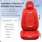 Coverado Seat Covers, Car Front Seat Covers with Backrest, Nappa Leather Car Seat Protectors,Waterproof &Breathable,Anti-Slip Automotive Seat Cushion, Universal Fit for Most Vehicles,2Pcs Red