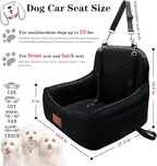 Small Dog Car Seat for Small Dogs Under 30 lbs, Memory Foam Pet Car Seat with Washable Cover, Safety Belts & Side Storage Pockets, Portable Travel Bed for SUV/Sedan (Black)