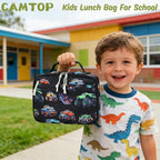 CAMTOP Lunch Box Kids Boys Insulated Lunch Cooler Bag Reusable Lunch Tote Kit for School Travel