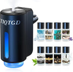 Smart Car Air Freshener, Car Air Freshener Diffuser with 3 Adjustable Light Modes, Rechargeable Aromatizante para Carro with 8pcs Essential Oil, Long-Lasting, Black