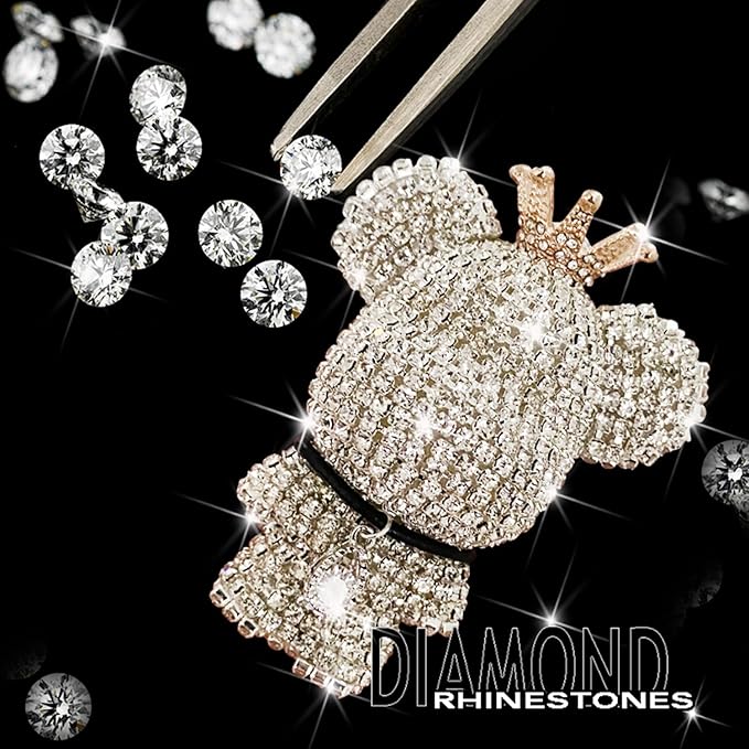 Bling Cute Diamond Bear Air Vent Clips Car Accessories,Shiny Crystal Bear Car Air Freshener Vent Clip,Rhinestone Car Decor Glitter Car Interior Interior Decoration，Holiday Gift for Boys Girls Friends Family (Silver 1 x Bear， 2 x Cute bling Hook)