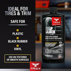 Triax Deep Black Tire, Trim, and Bumper Restore and Conditioner | One-Step Rubber Protectant with UV Shield | Polymer Based | No Water Rinse (12 Ounce)
