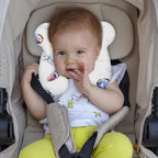 Baby Travel Pillow, Upgrade U-Shape Infant Pillow for Car Seat Pushchair and Stroller, Soft Comfortable Sleep Cushion for Kids Newborn and Toddler -Space White