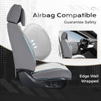 Coverado Seat Covers Full Set, 5 Seats Seat Covers for Cars, Waterproof Nappa Leather Car Seat Covers with Head Pillow, Seat Protectors Car Seat Cushion Universal Fit for Most Cars (Gray&White)