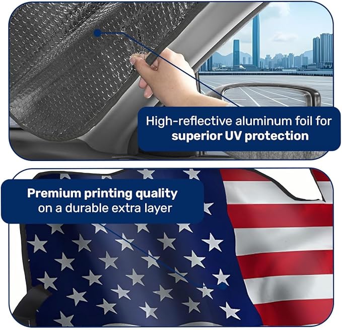 GENANY French Bulldog Flag Windshield Sun Shade for Car SUV Truck (55x30 Inches), Sun Shade Windshield for Front Windows, Protector Blocks, Car Decor