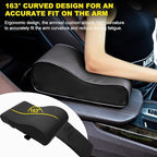 Car Armrest Cushion, Soft Memory Foam Auto Armrest Pillow with Storage Bag, Leather Center Console Arm Rest Padded Cushion with Phone Holder, Universal Car Accessories (Black)