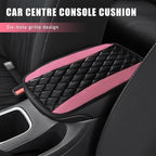 Car Center Console Cushion Pad, PU Leather Waterproof Auto Armrest Box Cover Protector, Comfortable Armrest Seat Box Cover Mat, Universal Car Accessories for SUV Truck (Pink)