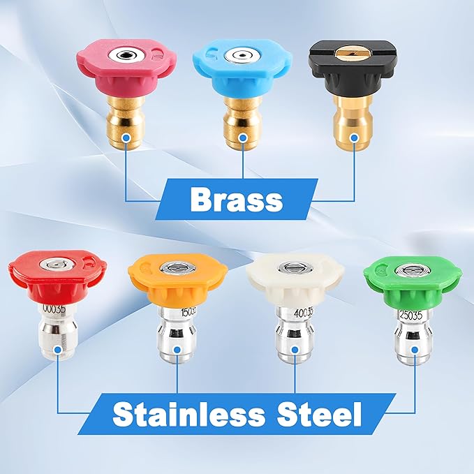 Tool Daily Pressure Washer Tips, Set of 7 Power Washer Nozzle Tips Multiple Degrees, 1/4 Inch Quick Connect, 3.5 GPM