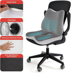 Car Seat Cushion & Lumbar Support Set, Memory Foam Seat Cushion for Long Sitting & Driving, Ideal for Truck Bus Van Drivers, Office Chair Cushion Set (Gray) (White)