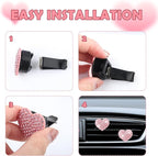4PCS Heart-Shaped Car Vent Clips with Rhinestone,Bling Air Vent Clips Car Decorations,Premium Shiny Car Clips for Vents Accessories Interior (Purple)