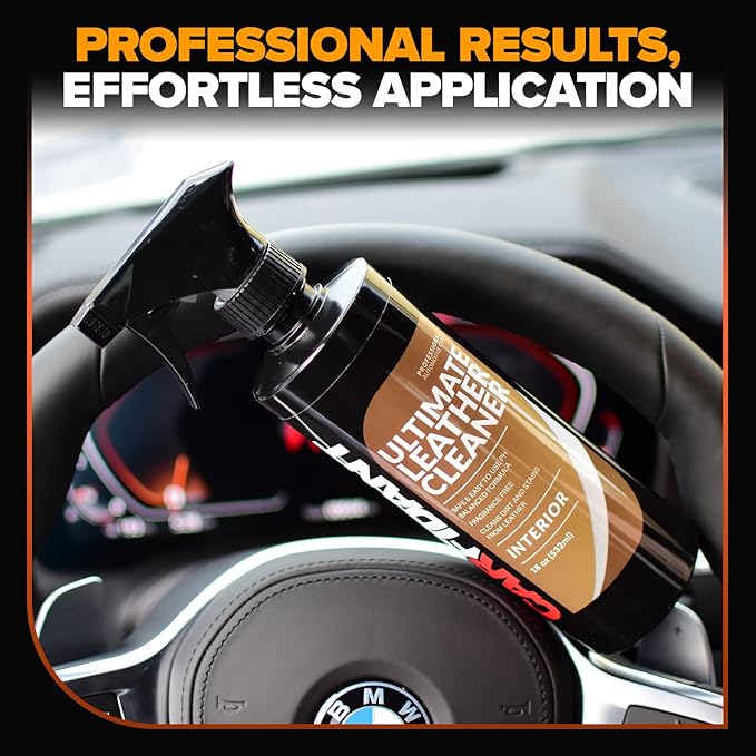 Leather Couch Cleaner - pH Neutral, Non-Toxic & Non-Greasy - Gently Removes Stains & Restores Natural Look - Safe for Car Leather Seats, Interior & Upholstery, Furniture & Sofa - 18 fl. Oz with towel