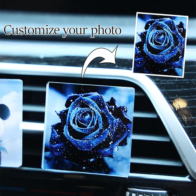 6 Pack Sublimation Car Air Vent Clips Blanks Acrylic Car Outlet Perfume Auto Vent Scent Diffuser Clip for DIY Photo Crafts Square Shaped