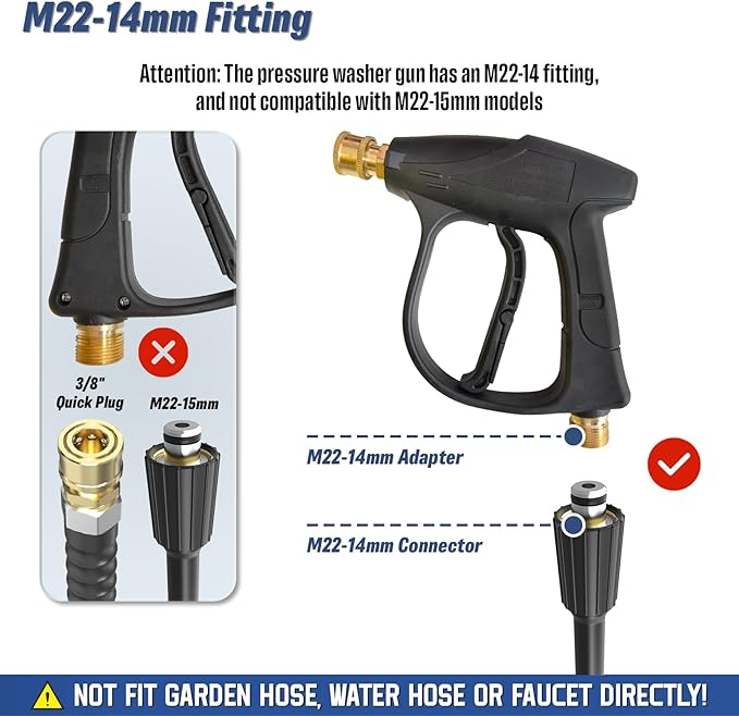 Foam Cannon Dual Connector Accessory, Pressure Washer Gun for Car Wash Kit, Double Tip Attachment for Soap Cannon, 5 Power Washer Sprayer Nozzles, 1/4 Inch Quick Connect, 1 Liter