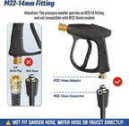 Foam Cannon Dual Connector Accessory, Pressure Washer Gun for Car Wash Kit, Double Tip Attachment for Soap Cannon, 5 Power Washer Sprayer Nozzles, 1/4 Inch Quick Connect, 1 Liter
