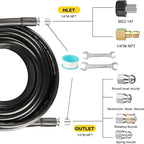 Pressure Washer Drain Jetter – Sewer Jetter Kit for Pressure Washer 200ft 1/4 Inch NPT Hose Nozzles and Adapter 5800PSI Clears Clogs in Pipes & Sewer Lines