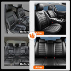 CX-90 Car Seat Covers Custom Fit for Mazda CX-90 2007-2026, Full Coverage Premium Leather Waterproof Breathable Seat Cover Full Set, Automotive Seat Protectors, Airbag Compatible(5 Seats Black)