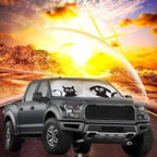 IC ICLOVER Car Windshield Sunshade with Pet Design, Cute Cartoon Design Front Auto Car Windshield Sun Shade Folding Silvering Sun Visor - UV Coating for UV Ray Deflector (Dog & Cat) - Small
