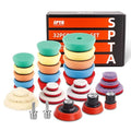 SPTA 29pcs Drill Buffing Pad Detail Polishing Pad Mix Size Kit with 5/8-11 Thread Backing pad & Adapters for Car Sanding, Polishing, Waxing (32Pcs Mini Detail Polishing Sets)