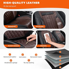 KEYOOG 2-Seater Waterproof and Breathable Nappa Leather Car Seat Covers Full Set, Fit for Front Seats of Cars, Compatible with Airbags, Car Seat Protector Covers for Most Cars - Black Coffee