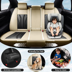 Fit Tucson Car Seat Covers Compatible with Hyundai Tucson 2010-2026, Premium Leather Breathable,Wear Resistant, Airbag Compatible, All-Weather Protection & Full Coverage, Full Set Beige&Black