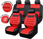 CAR PASS Leather 3D Foam Back Support Car Seat Covers Full Set Air Mesh Automotive Seat Covers, All Season Car Seat Cover Fit Automotive,SUV,Sedan,Van, Airbag Compatible Elegance (Black and Red)