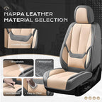 Coverado Seat Covers, Car Seat Covers Front Seats, Leather Seat Covers for Cars, Car Seat Protector Waterproof, Gray Car Seat Cushion, Front Carseat Cover Universal Fit for Most Cars Beige