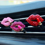 2 Pieces Bling Sexy Lip Air Vent Clips Rhinestone Lipstick Car Air Freshener Clip Crystal Car Air Outlet Decorations Charm Car Inter Decor Accessories for Girls Women