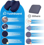 TushGuard Seat Cushion for Office Chair Memory Foam Non-Slip Cushion Back, Relief Chair Pad, Butt Pillow for Office Chair, Car, Computer Desk, Blue