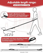 Hands Free Dog Leash, Crossbody Dog Leash, 5.3-7.8Ft Waist Belt with Car Seatbelt and Double-Sided Reflective,Walking, Jogging,Hiking, Travel etc.(Black)