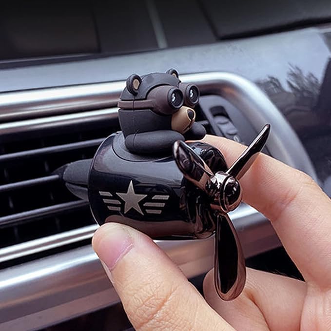 Car Air Fresheners Pilot Bear Cute Car Diffuser Rotating Propeller Cartoon Automotive Air Outlet Car Perfume Decoration (Pilot Bear)