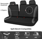 CAR PASS EVA Waterproof Back Seat Cover,Gray Bench Seat Cover, Rear Seat Cover Universal Fit for Cars Sedans SUVs Vans Truck 95% Automotive Interior Backseat Car Covers (Rear,Black and Gray)