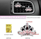 Augeny 2PCS Bling Car Air Vent Clips, Crystal Rhinestone Crown Air Freshener Outlet Diffuser Clip, Auto Air Conditioning Clip Charm for Women Girls, Interior Decor Car Accessories (Pink)