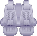 otoez Car Seat Covers Full Set, Universal Leather Seat Cover 5 Seat Waterproof & Breathable Automotive Seat Protector Full Coverage for Cars Sedens, Trucks, SUVs, Vans (Light Purple)