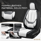 Coverado Seat Covers, Car Seat Covers Full Set, Leather Seat Covers for Cars, Car Seat Protector, Black Car Seat Covers Front Seats and Back Seats Universal Fit for Most Cars White