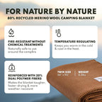 Woolly Mammoth Woolen Company Merino Wool Blanket - 80% Merino Wool - Camping Blankets for Cold Weather - Mositure-Wicking for Overlanding, Hunting, Emergency Kits, Bushcraft (66" x 90" Sandstone)