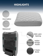 Center Console Cover for Honda Passport 2024-2026, Pilot 2023-2025, Ridgeline 2024 2025, Auto Armrest Lid Cushion Console Protector with Storage Pocket, Vinyl Leather, Gray