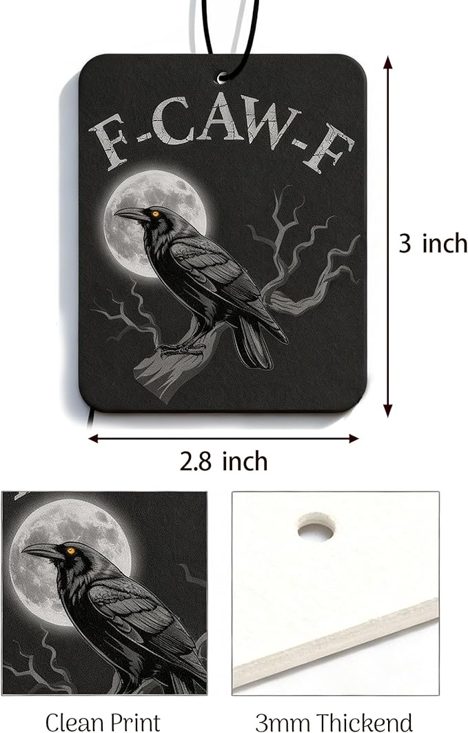 Funny Gothic Car Air Freshener 3Pcs F-CAW-F Black Caw Car Accessories Interior Hanging Scents Automotive Mirror Decor for Men Women