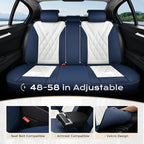 Coverado Car Seat Covers Full Set, Seat Covers for Cars, Waterproof Leather Automotive Seat Cover, Universal Car Interior Protectors Cushion for Most Cars Blue_White