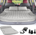KMZ SUV Air Mattress Thickened and Double-Sided Flocking Travel Camping Bed with 2 Pillows & Pump Dedicated Mobile Cushion Inflatable Bed for SUV Trunk and Rear Seat (Light Gray)